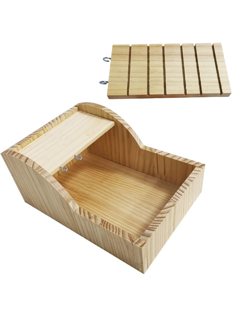 Sand Bath Box for Hamsters, Removable Wooden Digging Sand Container with Climbing Ladder, Large Dust Bath & Play Sandbox for Small Animals, Mice, Gerbils & Hedgehogs - Image 5